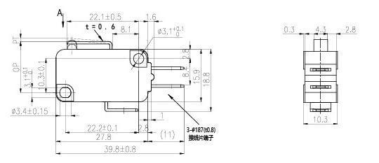 Microinterruptor de palanca corta NV-16Z/21Z