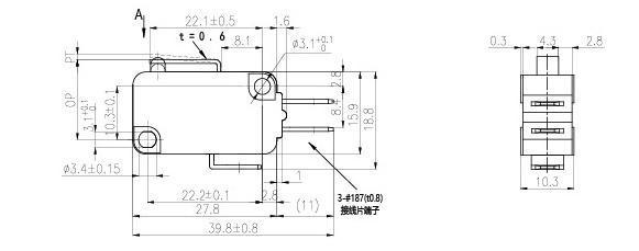 Micro interruptor con pulsador NV-16/21