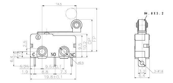 Mini interruptor con palanca de rodillo NL-5G/10G