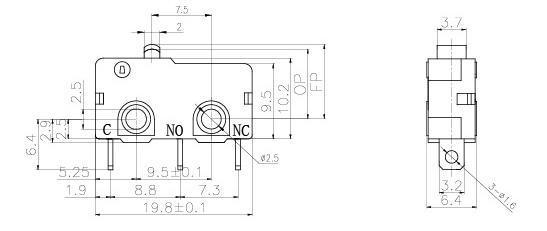 Mini interruptor con pulsador NL-5/10